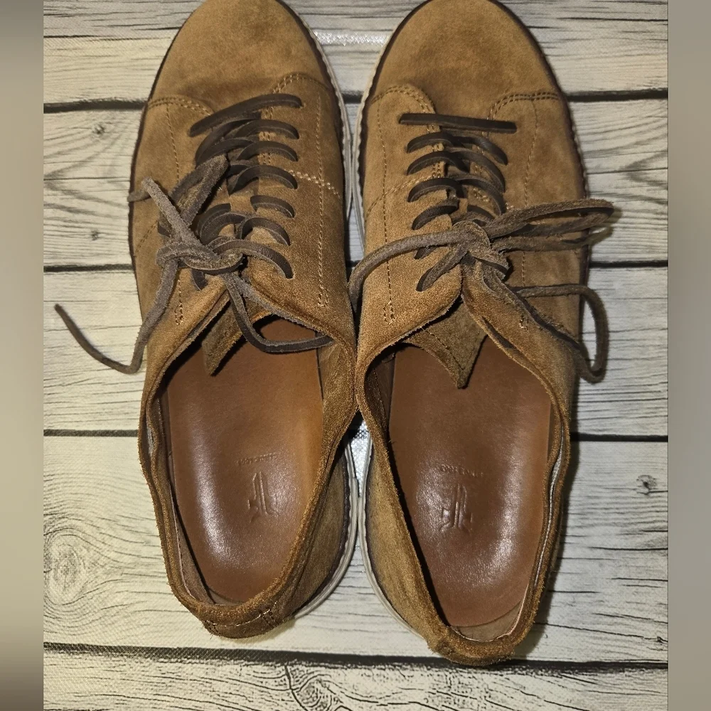 FRYE Men's Size 9.5 Loafers Brown Suede Lace Up Low Top Casual Shoes